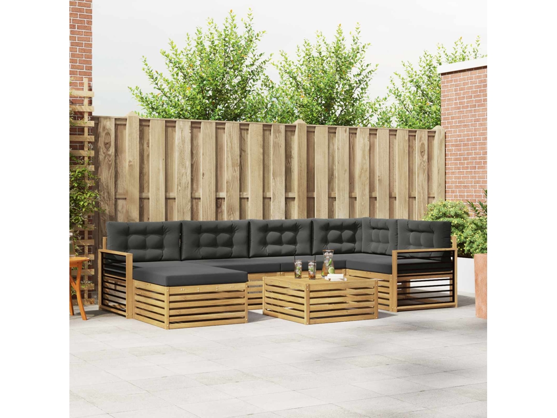 Vidaxl Conjunto De Sofás Para Exterior 7 Unid. Branco E Antracite