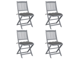 Cadeiras Externas Dobráveis C/ Almofadões 4 Pcs Acácia Maciça Dkd Home Decor