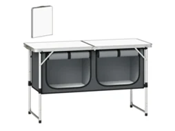 Armário dobrável TOPBRICO de alumínio para camping, com espaço de armazenamento, 120x47x70 cm, prateado