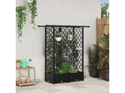 Vidaxl Cama Elevada Com Treliça E Telhado Preto 124 X 40 X 121 Cm Pp