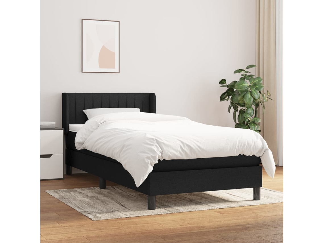 Vidaxl Cama Com Molas/colchão 90x190 Cm Tecido Preto