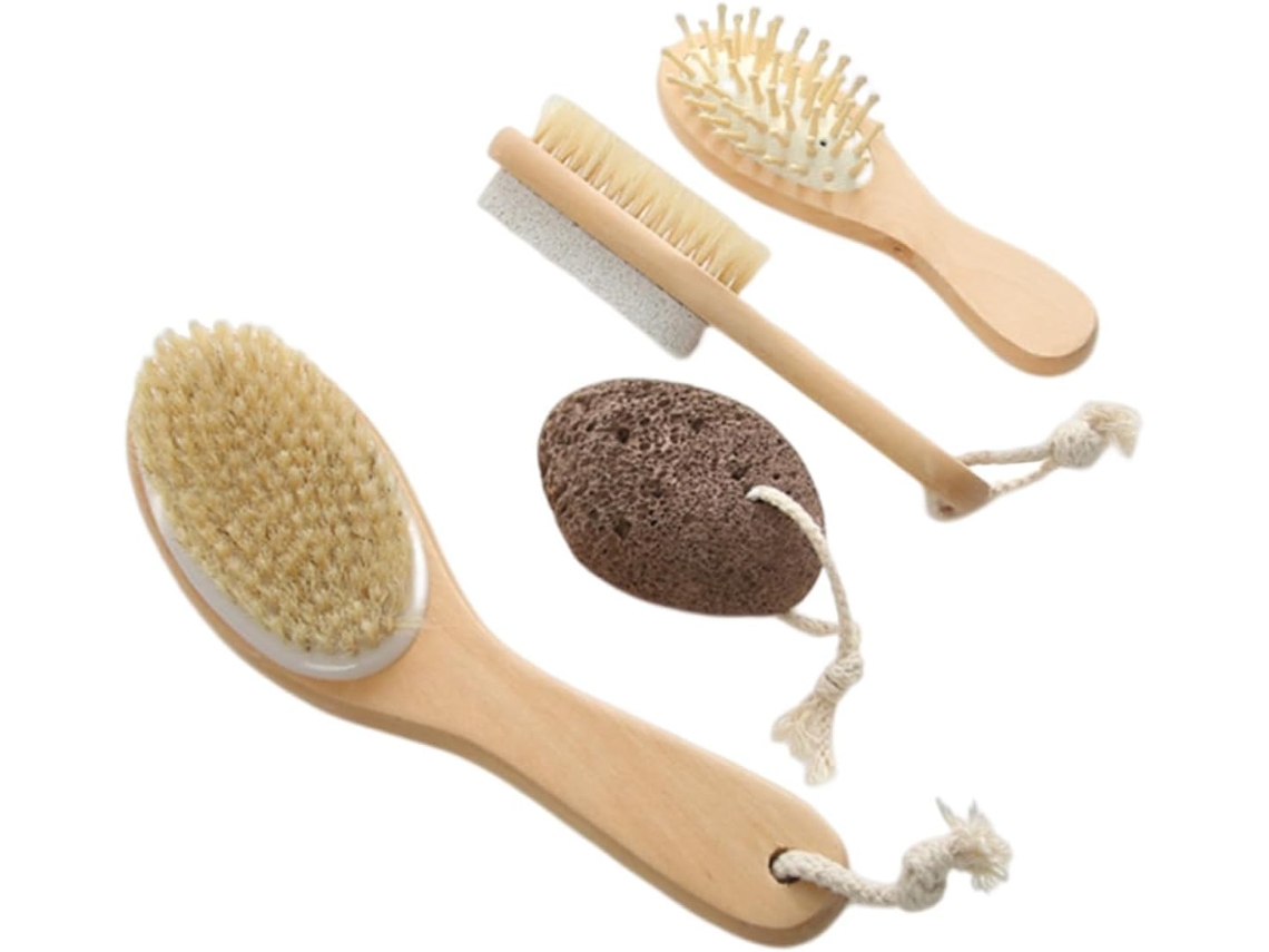 Escova De Limpeza Corporal Esfoliante Para Chuveiro, Escova Portátil Com Pedra Esfoliante, Para Uso No Banheiro