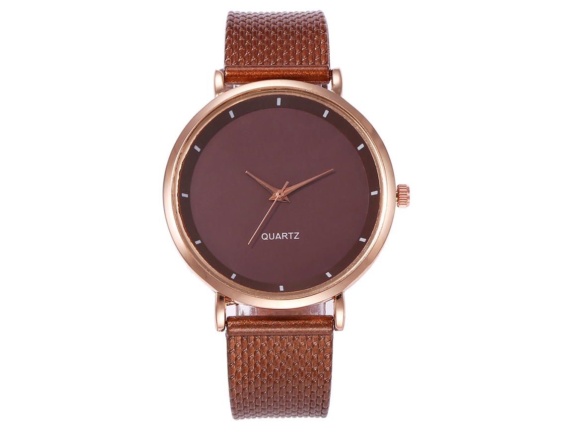 Relógio Casual Feminino de Quartzo com Pulseira de Plástico Elegante Moderno Café