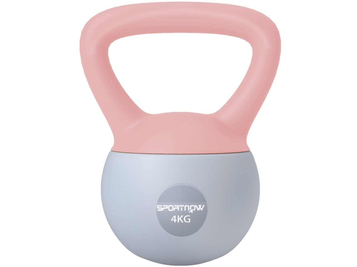 Kettlebell de 4 Kg Pesa Russa Preenchida de Areia Metálica e Alça Antiderrapante para Treino em Casa Ginásio 19x15x25 Cm Rosa Ge
