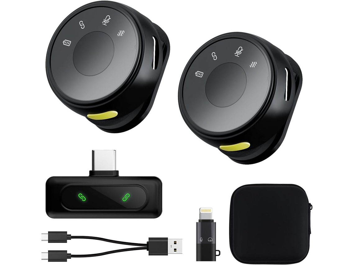 2025 Último Modelo 2 Pack Microfone De Impacto Lapela Sem Fio Para Iphone Ipad Microfones Magnéticos Com Clipe Redução Ruído Plug P Aquaforge