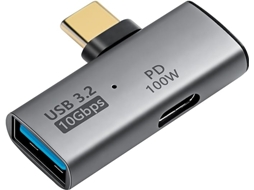 10 Gbps Usb C Para Usb 3.2 Adaptador C Para Usb Para Otg Fêmea E 100w Pd Adaptador De Energia Cinza