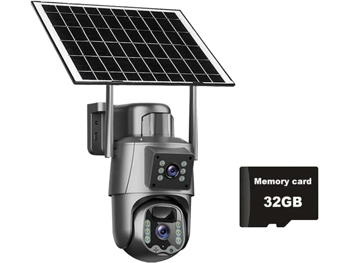 Câmera Solar 4g/wi fi, Lente Dupla, Tela, 6 Mp, 4k, Bateria Fraca. SFUSHOS