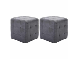 Vidaxl Pufe 2 Pcs 30x30x30 Cm Camurça Artificial Cinzento