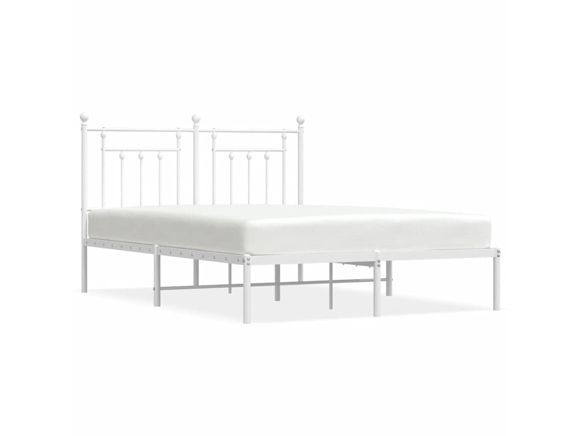 Bed Frame, Bed Frames Vidaxl Branco Aço (150 X 200 Cm)