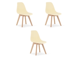 Cadeira De Jantar Conjunto De 3 Peças Kito Assento Creme, Assento Ergonômico, Encosto