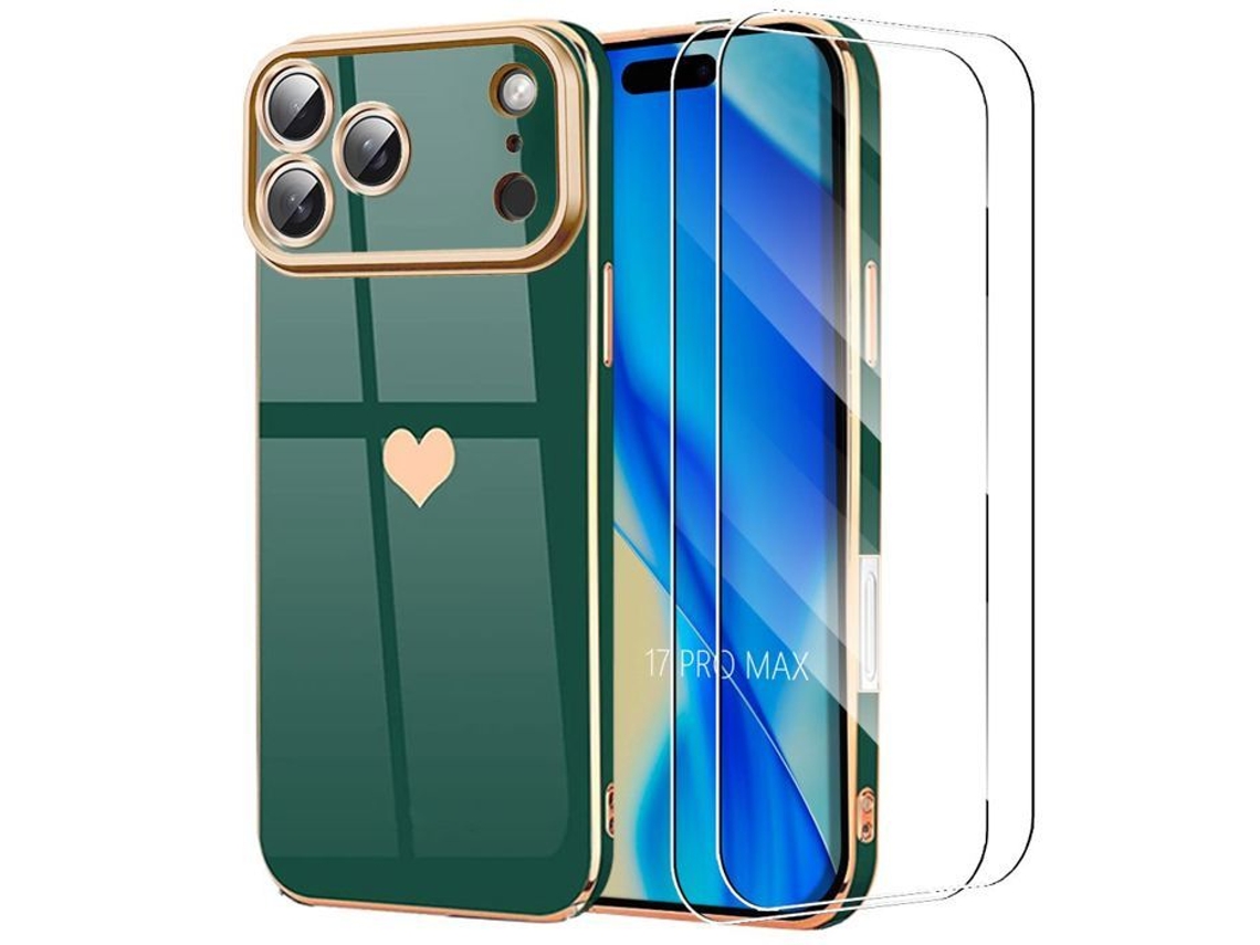 Capa Protetora - E.f.connection - Para Iphone 17 Pro Max - Silicone Verde Escuro - 2 Películas De Vidro Temperado