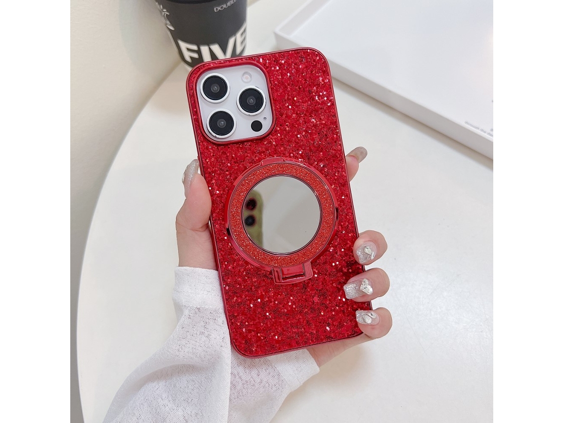 Suporte Casa Para Iphone 15 Pro Max Pele Sintética Vermelho