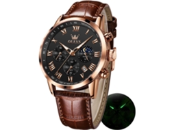 Lurelia Relógio Digital Masculino, Movimento De Quartzo, Visor Digital, Cronógrafo, Luminoso, Fase Da Lua, Couro, Abs, Rosa Ouro, Dourado E Preto