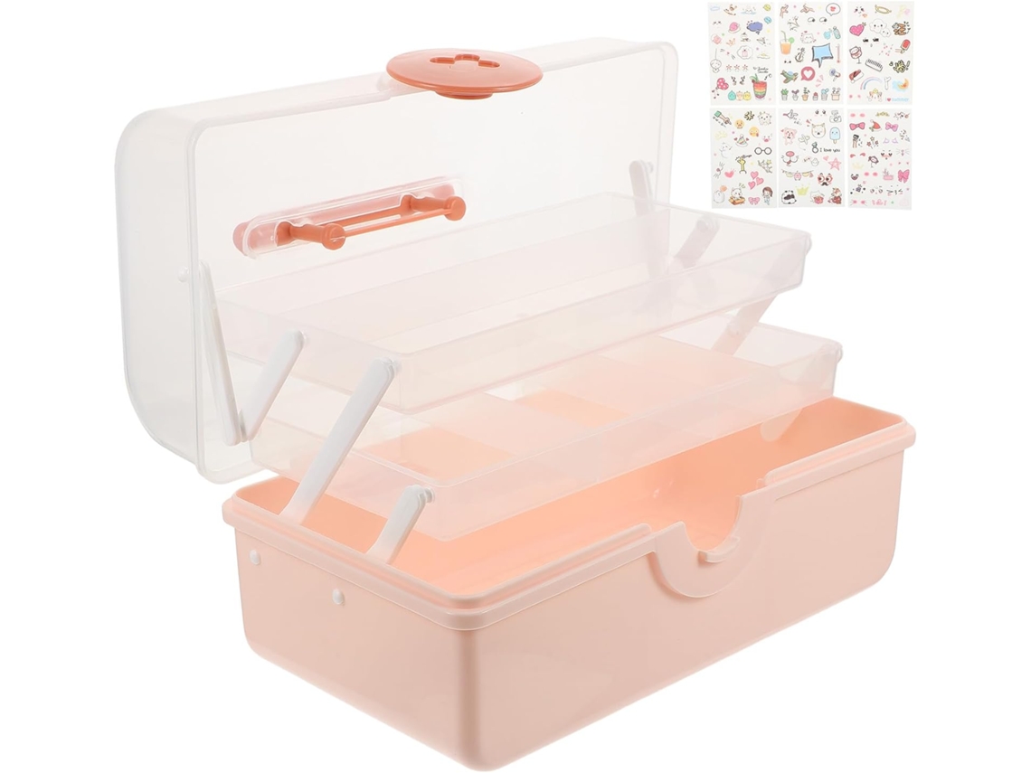 Caixa Organizadora Rosa De Grande Capacidade Com Vários Níveis Para Acessórios De Cabelo Femininos.