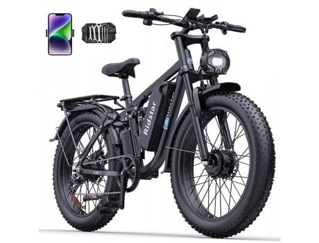 Bicicleta Elétrica Ridstar E26 Pro 2000w 23ah 48km/h Travão A Óleo 26x4.0