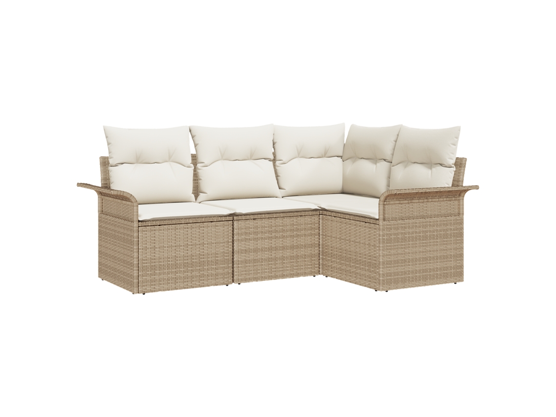 Conjunto 4 Móveis De Jardim Vidaxl Bege Vime Pe (187,5 X 132,5 X 69 Cm)