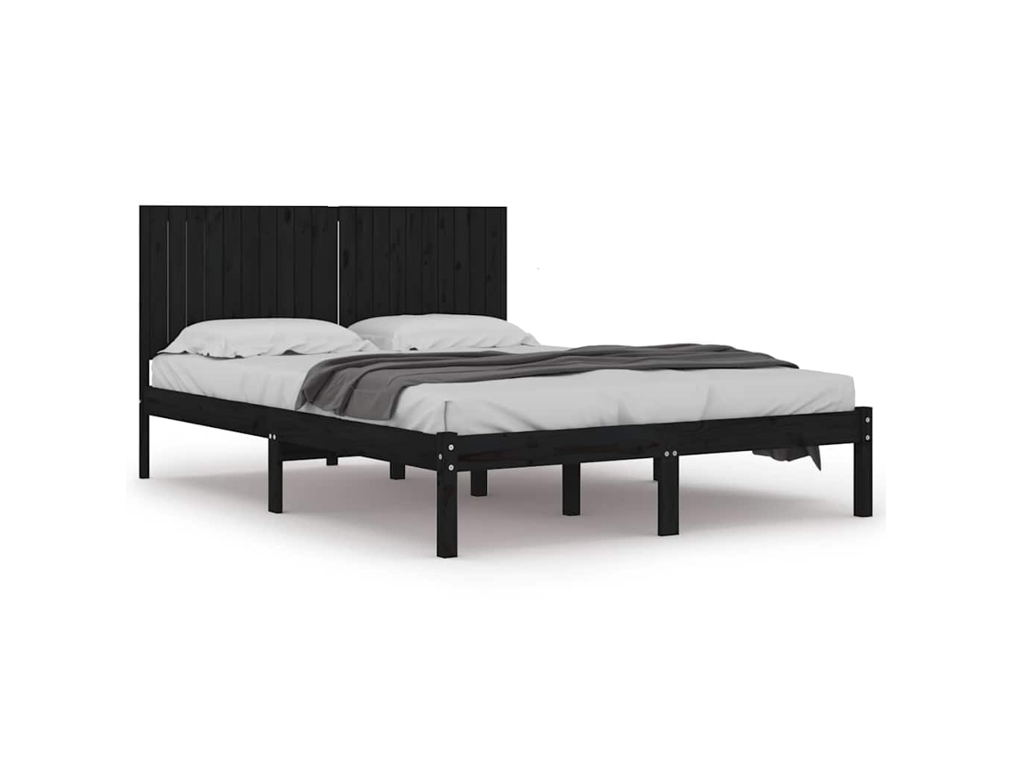 Bed Frame, Bed Frames Vidaxl Preto Madeira De Pinho (200 X 200 Cm)
