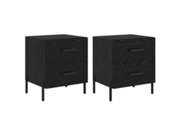Conjunto de Armário de Cabeceira 2 Pcs Carvalho Preto 40x35x47,5 cm MAISON EXCLUSIVE