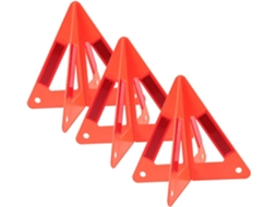 Triângulo de segurança duplo e confiável em plástico vermelho com triângulos refletivos.