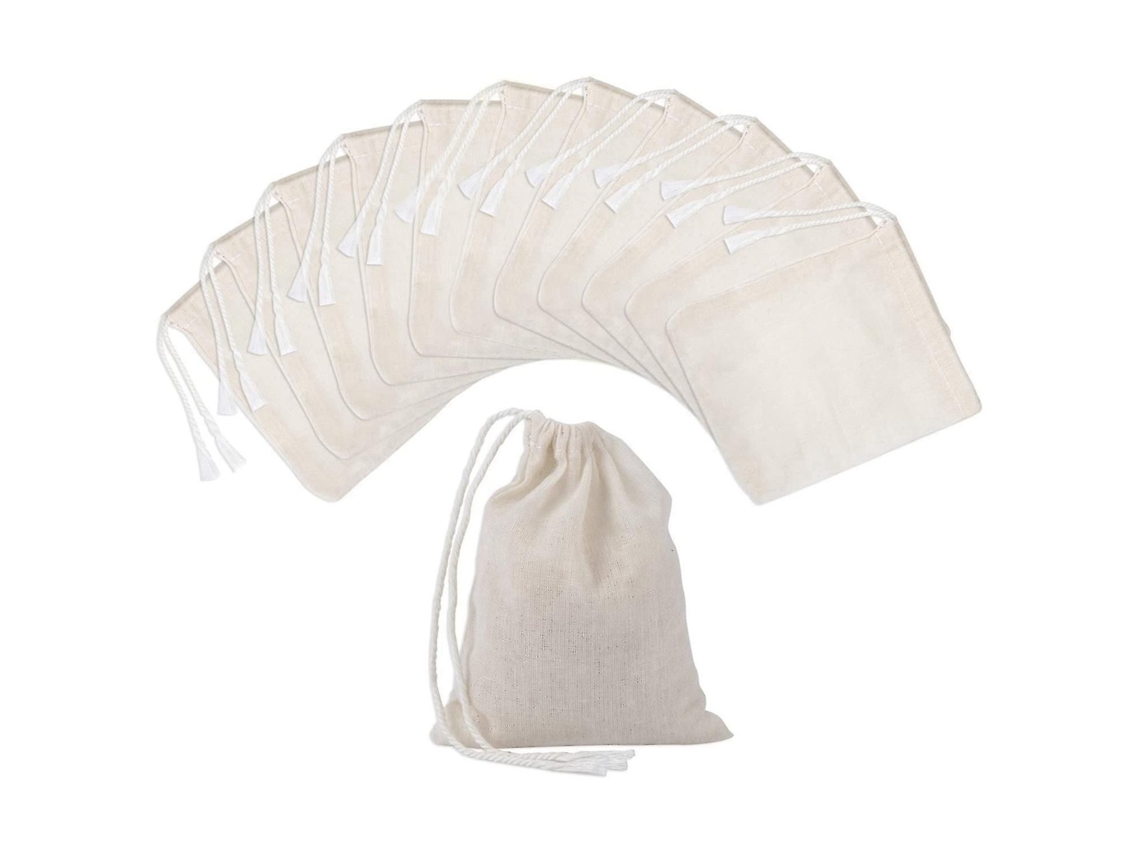 100 Sacos De Algodão Com Cordão, Sacos De Musselina, Sacos Para Infusão De Chá (4 X 3 Polegadas)
