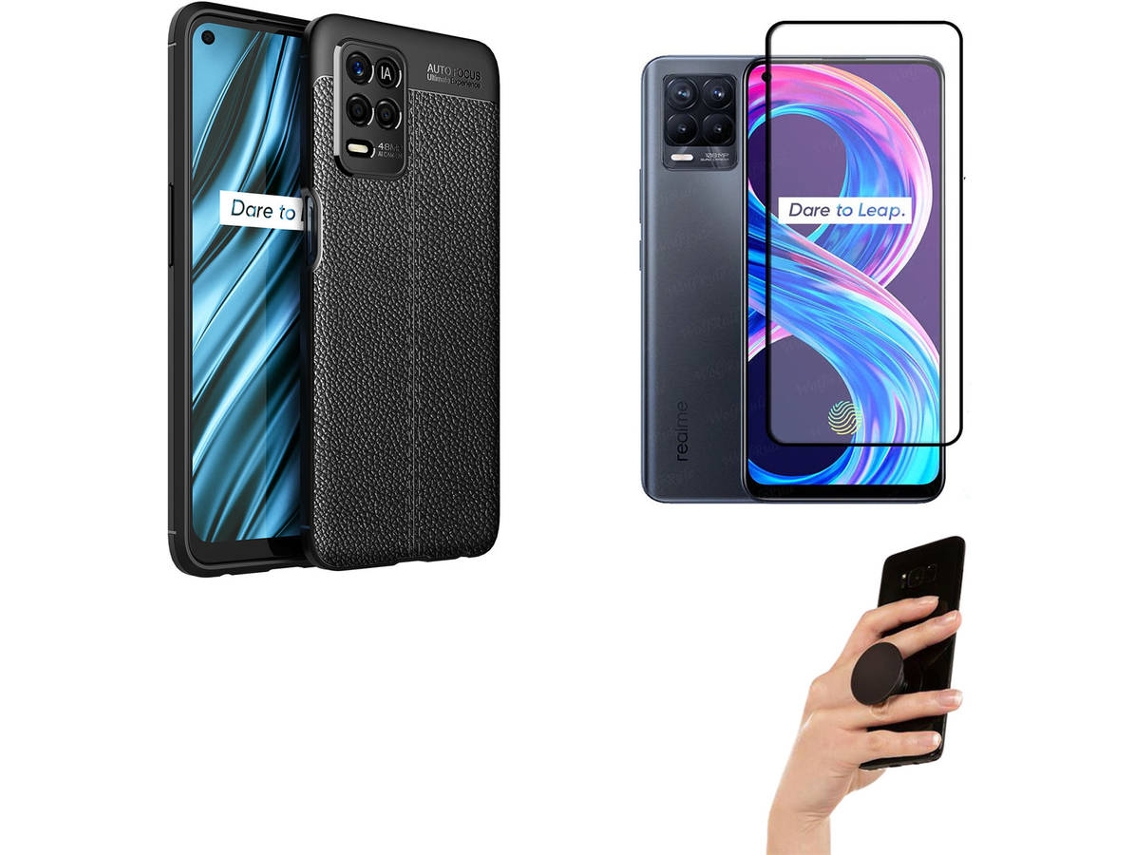 Capa, Pelicula e Popsocket Realme 8 4G Rugged Leather Preto