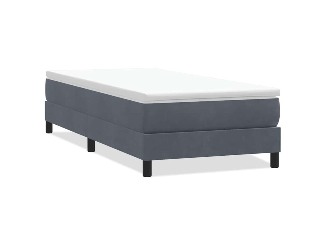 Cama com Molas Cinzento Escuro Sem Colchão em Veludo MAISON EXCLUSIVE (80x220 cm)