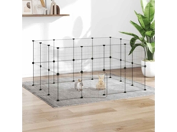 Vidaxl Gaiola P/ Animais De 28 Painéis C/ Porta 140x105x70 Cm Aço Preto