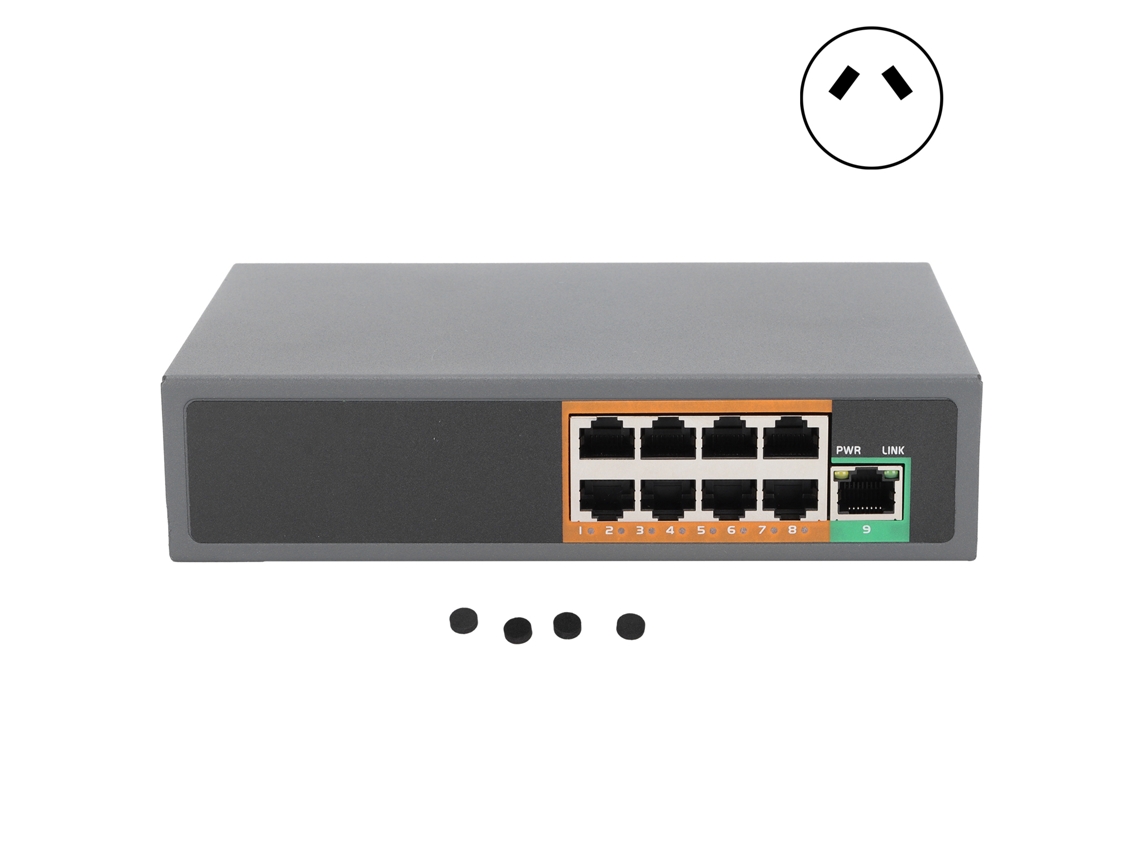 Switch PoE 9 Portas Gigabit Ethernet IEEE 802.3af/at Câmeras CFTV Segurança | S/MARCA