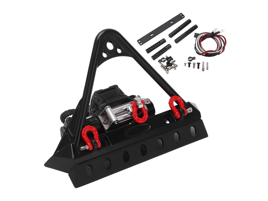 Kit De Para-choque Dianteiro Com Guincho E Luzes Led Para Carros Rc Traxxas Axial Scx10 Ii 90046 90047 De Alta Dureza
