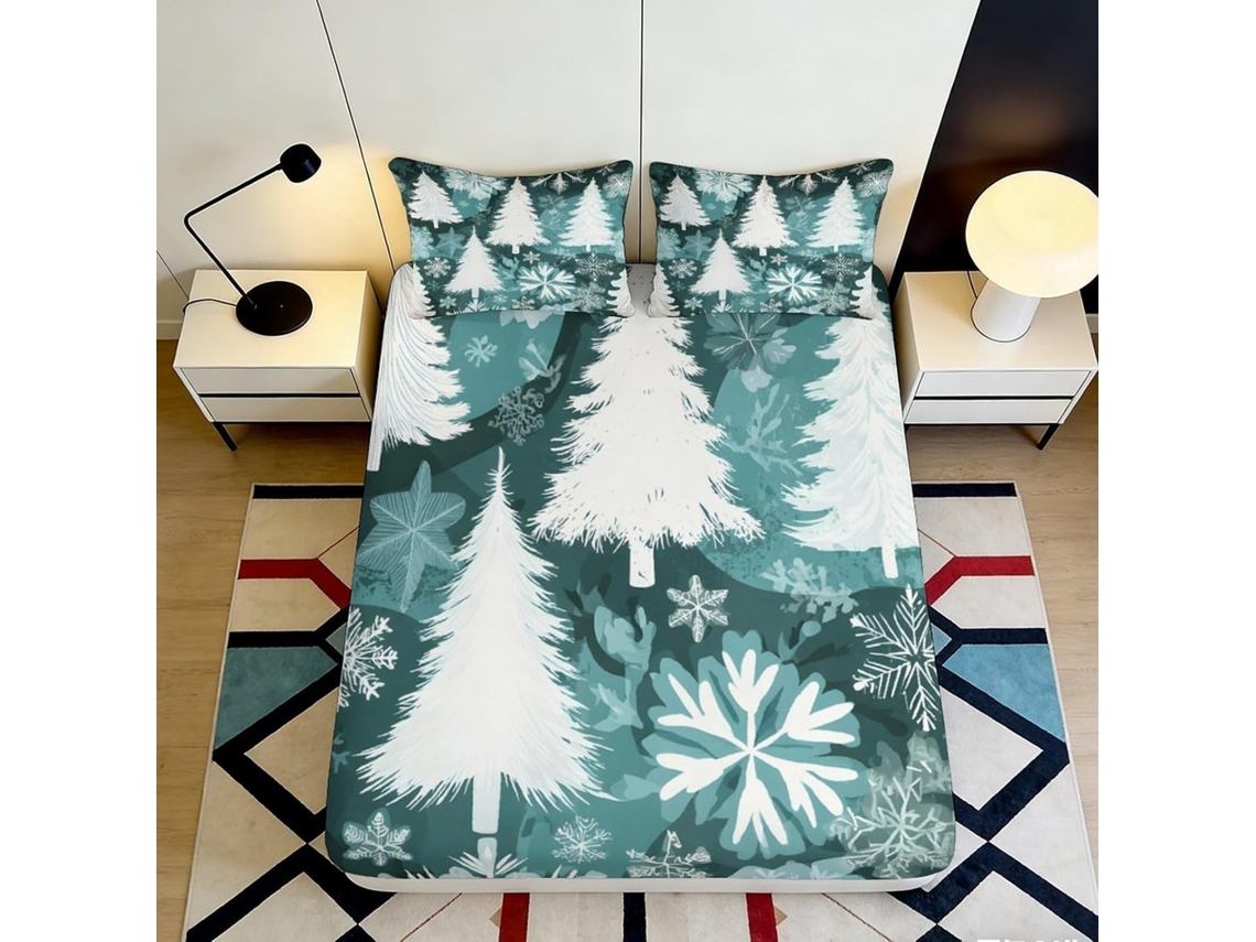 Conjunto de Cama com Estampa 3d Pinheiro em Microfibra Fronha 200x25cm