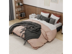Cama Veludo Cinza 160x200 Baixa Minimalista