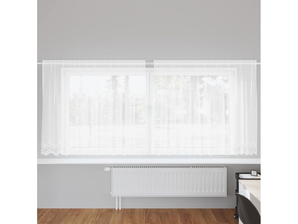 Vidaxl Cortina De Renda Branco 160 X 300 Cm Poliéster