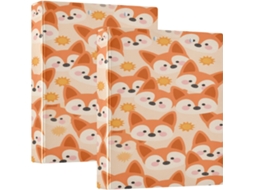 Massa Escolar Com Estampa Raposa Animada, 3,8cm 1,5 Polegadas, 3 Argolas Com Prancheta, Pacote Com 1 2 Massas
