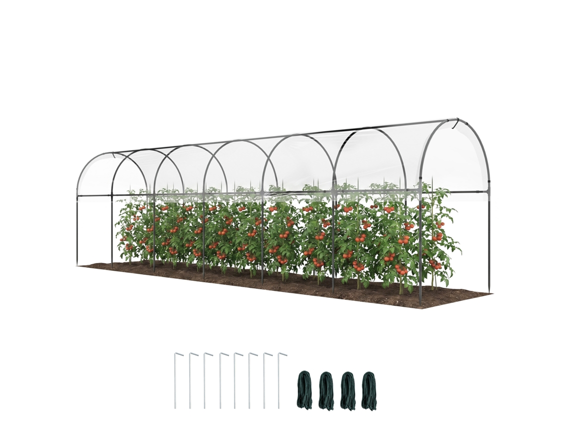 Estufa de Jardim para tomate BTFORUS, 7 arcos, cobertura plástica, 6x1,23x1,71m, verde