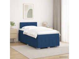 Vidaxl Cama Box Spring Com Colchão Azul 120 X 190 Cm Tecido