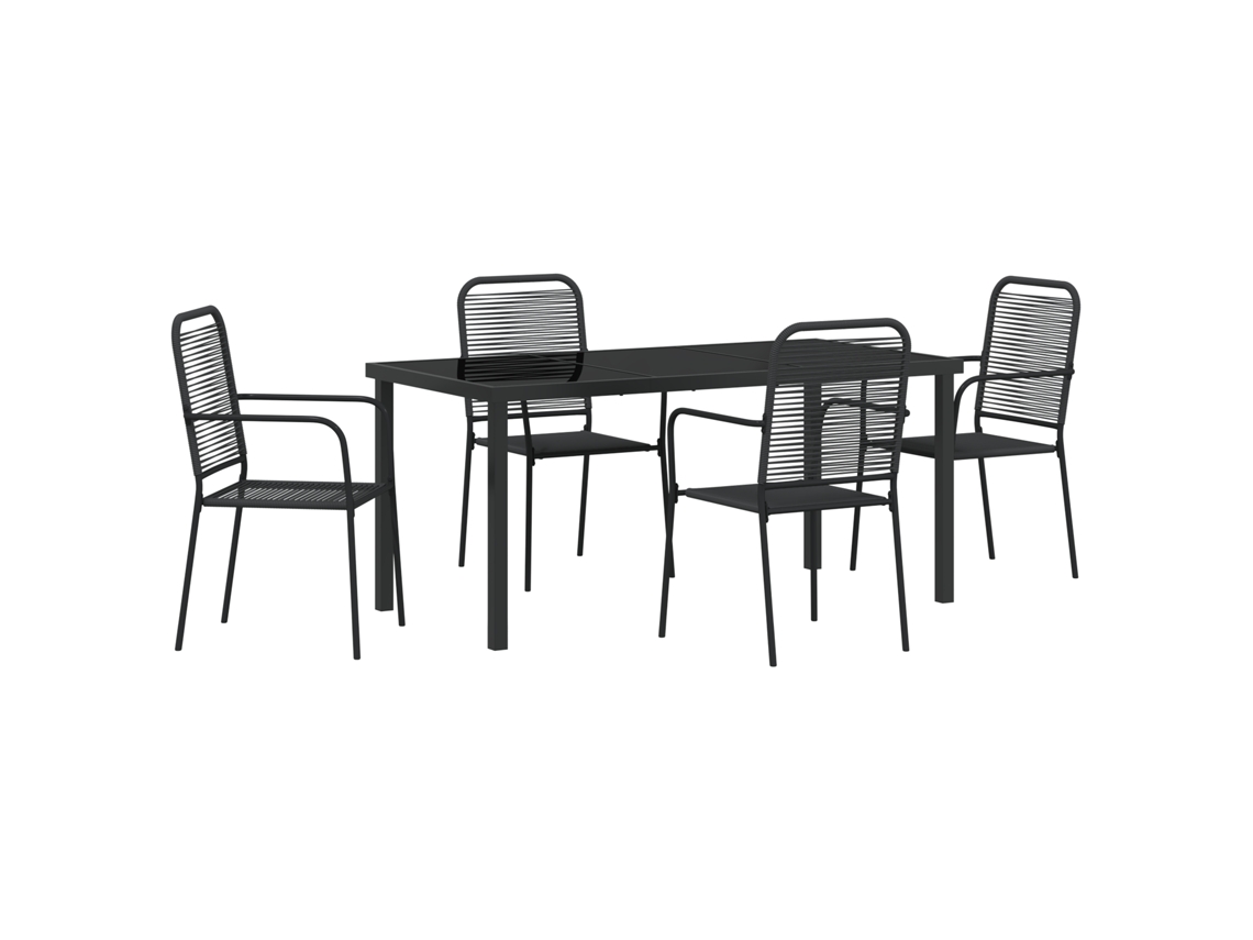 Conjunto 5 De Jantar Para Jardim Vidaxl Preto Corda De Algodão E Aço