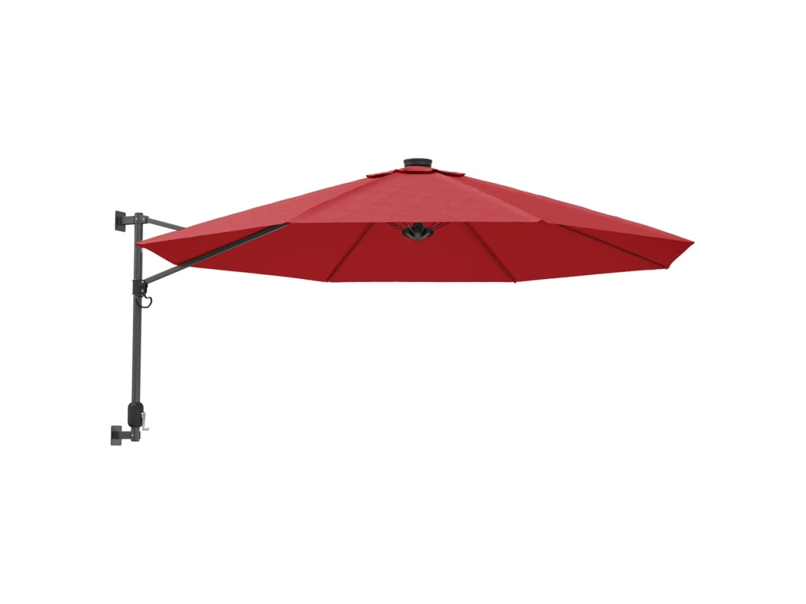 Maison Exclusive - Guarda-sol De Parede Com Luzes Led 290 Cm Vermelho Brilhante