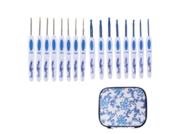 Conjunto De Agulhas De Crochê Ergonômicas Com Cabo Confortável E Resistentes Para Tricô E Crochê, Ideais Para Iniciantes E Entusiastas. Cor Azul.