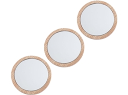 Conjunto De 3 Espelhos De Maquiagem Portáteis De Madeira, Pequenos E Compactos.