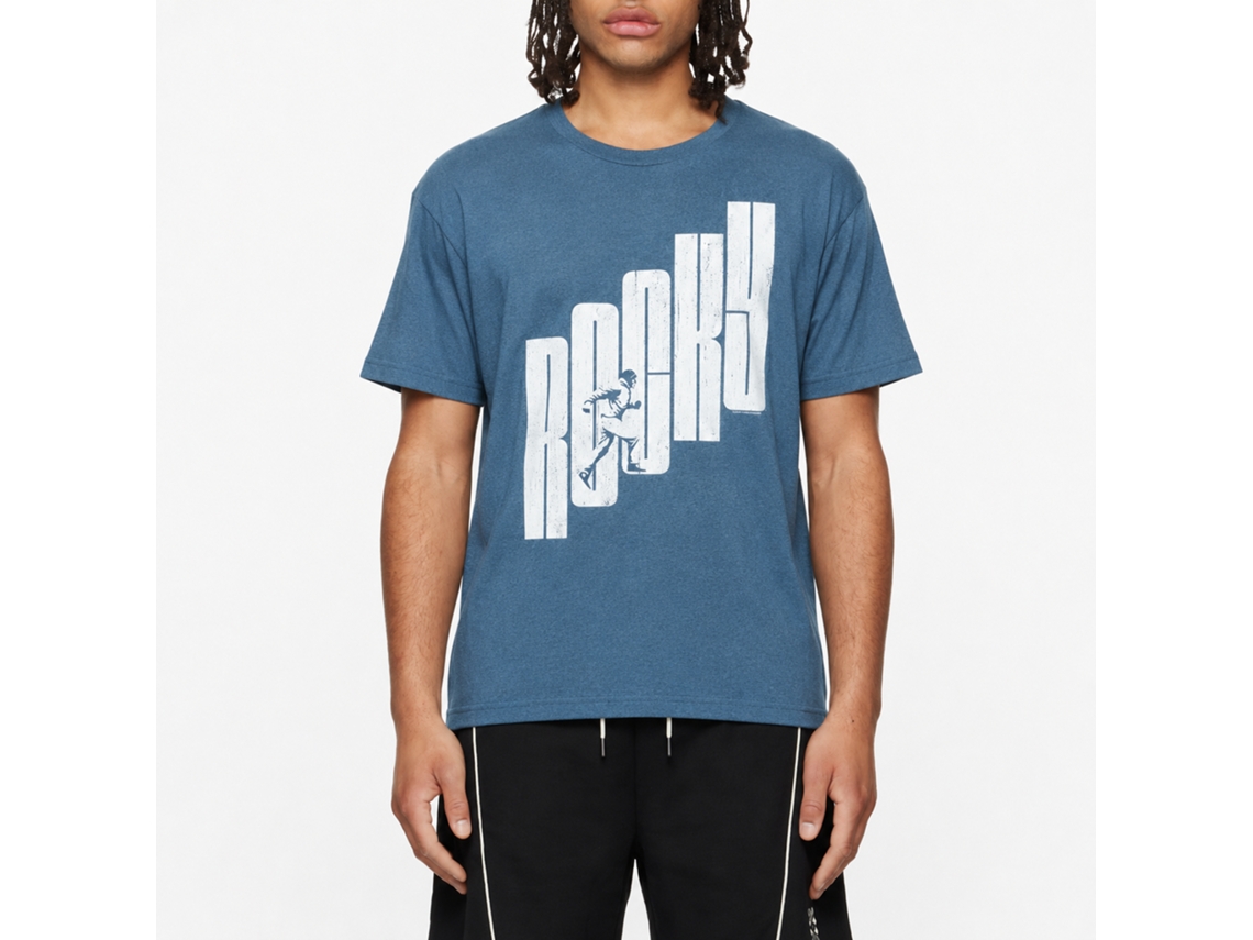 Rockinstone Rocky Movie Letter Step Straight Heather Indigo Adult T-shirt Size:xxxl