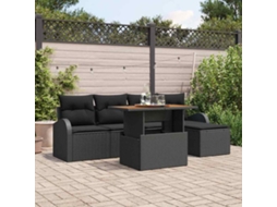 Vidaxl Conjunto de Sofá de Jardim 6 Pcs Preto Rattan Sintético