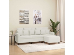 Vidaxl Sofá De 3 Lugares Com Apoio De Pés 180 Cm Veludo Cor Creme