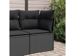 Sofá De Canto P/ Jardim C/ Almofadões Vime Pe Preto Dkd Home Decor