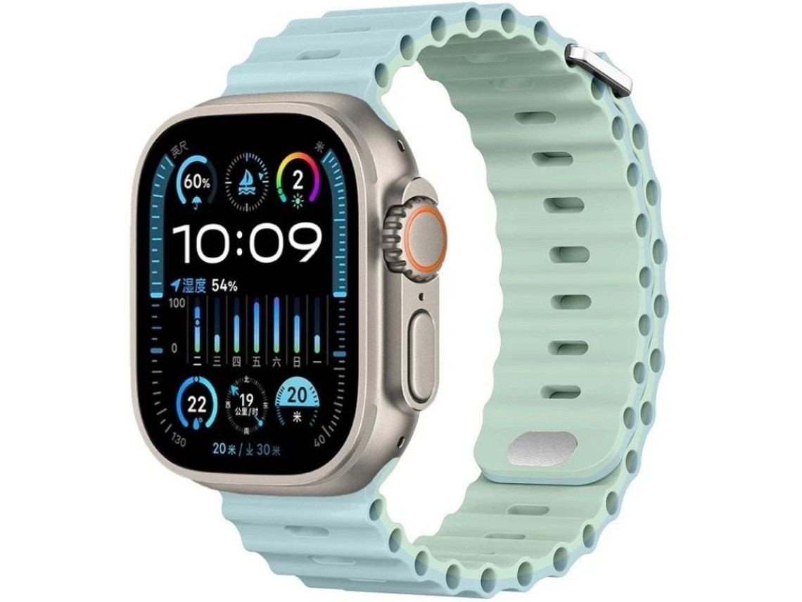Pulseira ORYSIN Ocean Waves para Apple Watch Series 4 44mm, design verde, resistente e elegante.