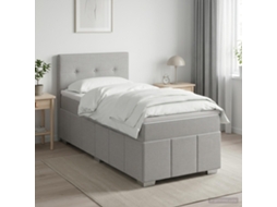 Vidaxl Cama Box Spring Com Colchão Cinzento-claro 90 X 200 Cm Tecido