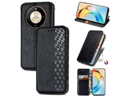Capa De Celular Em Couro Magnético Com Estampa De Grade Cúbica Para Honor X9b