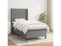 Cama Com Molas/colchão 100x200 Cm Tecido Cinza-escuro