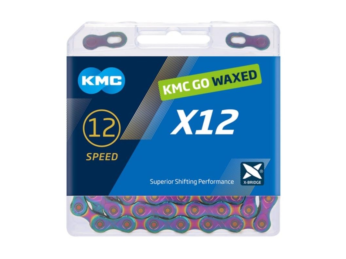 Corrente KMC X12 Caixa Encerada 12V 126 Links Azul Aurora