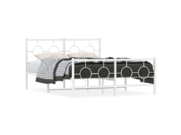 Estrutura de Cama com Cabeceira e Pés Metal Branco MAISON EXCLUSIVE 135x190 cm