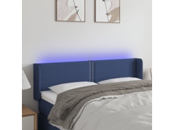 Vidaxl Cabeceira De Cama C/ Luzes Led Tecido 147x16x78/88 Cm Azul